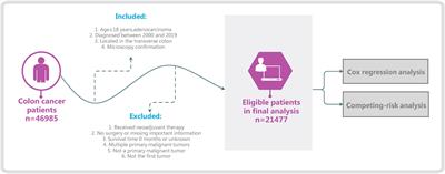 New findings in prognostic factor assessment for adenocarcinoma of transverse colon: a comparison study between competing-risk and COX regression analysis